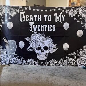 Black and White 'Death to My Twenties' Banner 4x6